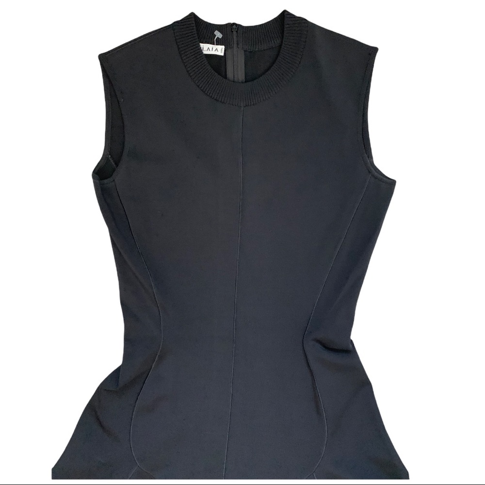 ALAIA Black Body Con Dress with Flowy Skirt. - Picture 6 of 9